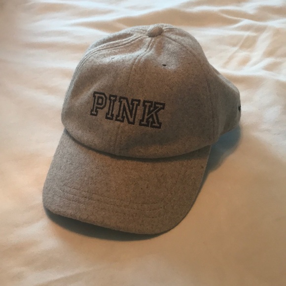 PINK Victoria's Secret Accessories - PINK Gray Fuzzy Baseball Cap